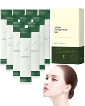 20 PCS Korean Collagen Firming Mask, Collagen Moisturizing Hydrating Face Mask, Anti-Aging Firming Face Mask Skin Care, Portable Wash-Free Sleeping Facial Mask Skin Care Products for Women and Men