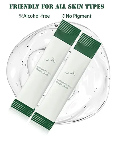 20 PCS Korean Collagen Firming Mask, Collagen Moisturizing Hydrating Face Mask, Anti-Aging Firming Face Mask Skin Care, Portable Wash-Free Sleeping Facial Mask Skin Care Products for Women and Men