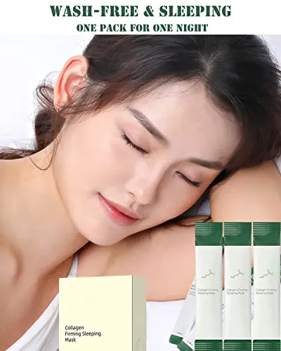 20 PCS Korean Collagen Firming Mask, Collagen Moisturizing Hydrating Face Mask, Anti-Aging Firming Face Mask Skin Care, Portable Wash-Free Sleeping Facial Mask Skin Care Products for Women and Men