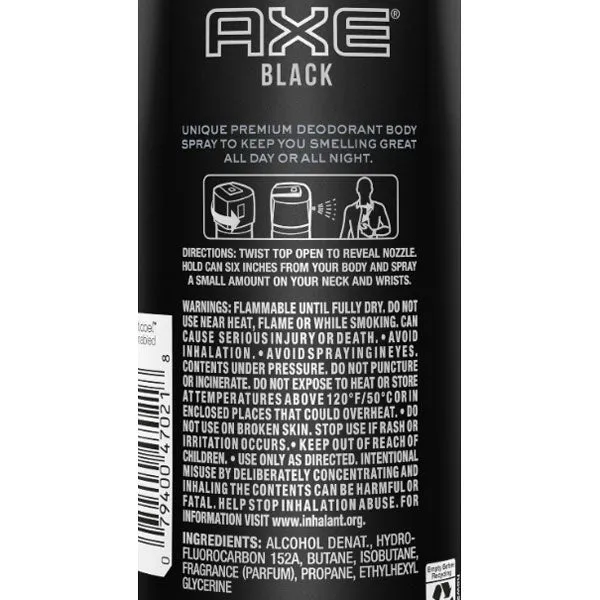 Axe Black 48H High Definition Scent Deodorant Body Spray 5.1 Oz