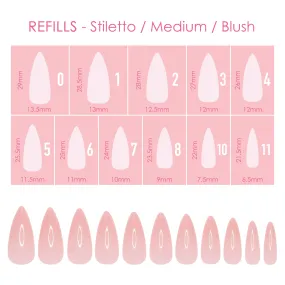 Charme Gel Extension Tips Refill / Stiletto / Medium / Blush