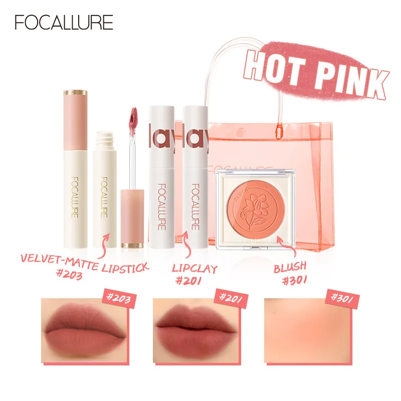 Lipstick Set 2 Pcs, Velvet Blurred Effect Matte Lipstick, 1 Pcs Face Blusher Long-lasting Natural Makeup
