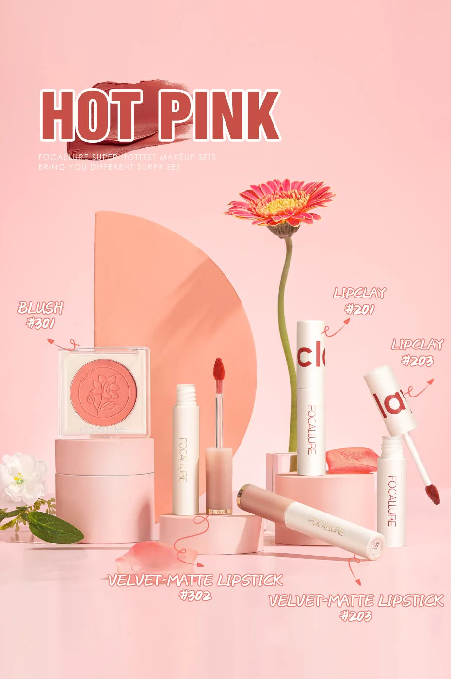 Lipstick Set 2 Pcs, Velvet Blurred Effect Matte Lipstick, 1 Pcs Face Blusher Long-lasting Natural Makeup