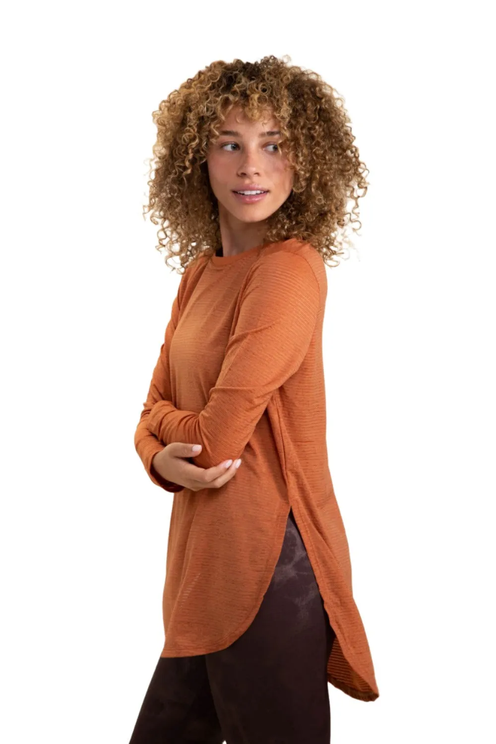 Mono B Mesh Long Sleeve Stripe Top AT2513 Plus Too