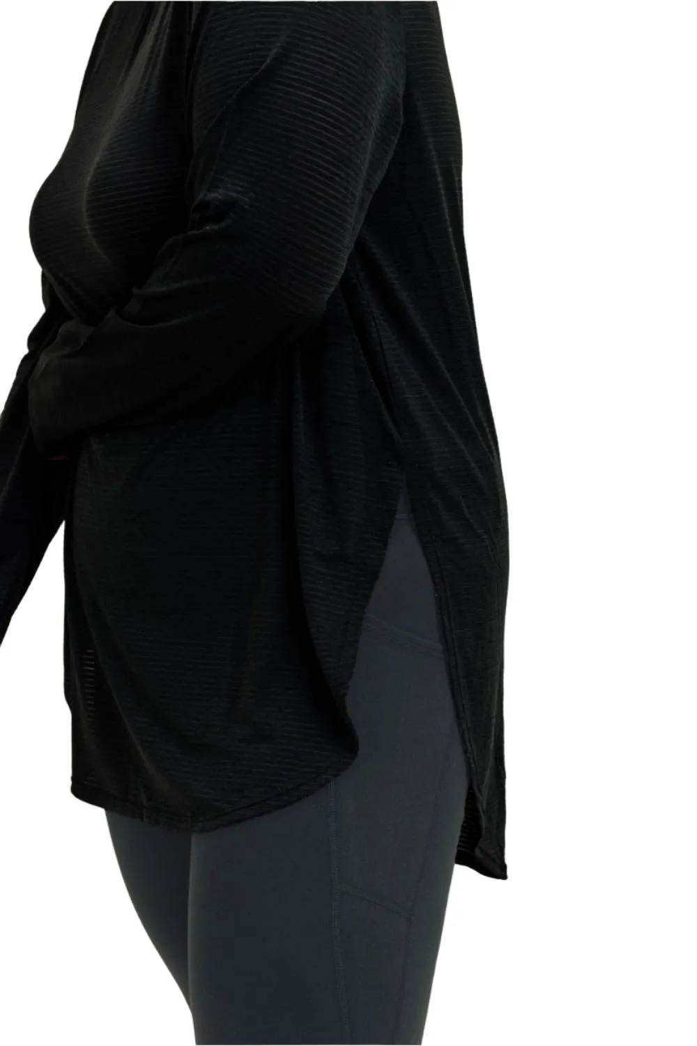Mono B Mesh Long Sleeve Stripe Top AT2513 Plus Too