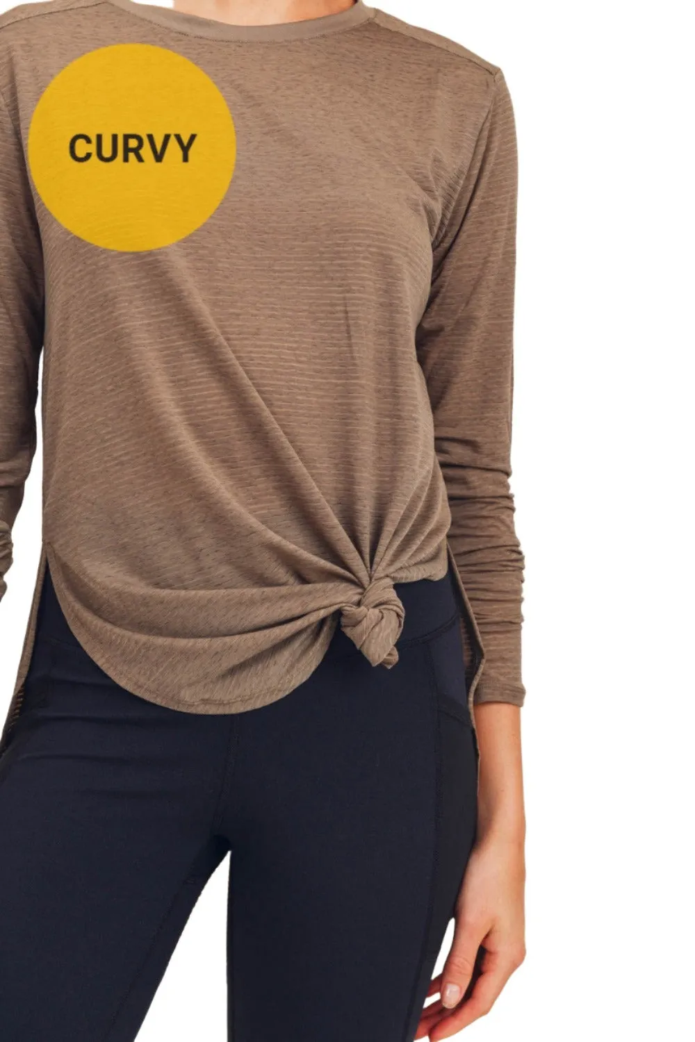 Mono B Mesh Long Sleeve Stripe Top AT2513 Plus Too