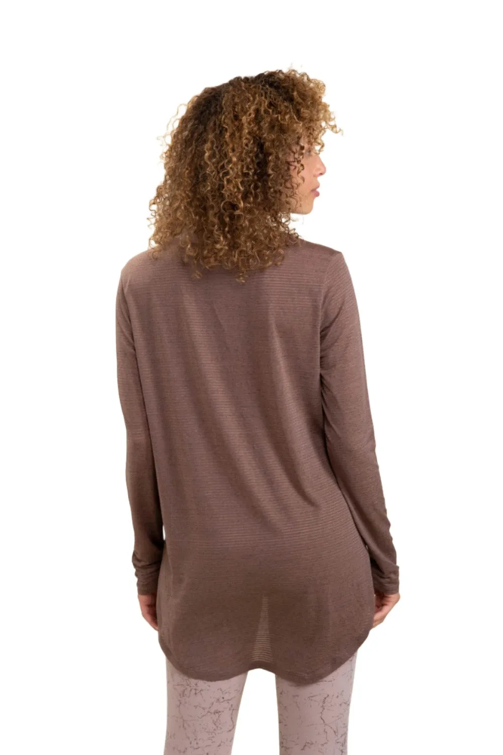 Mono B Mesh Long Sleeve Stripe Top AT2513 Plus Too