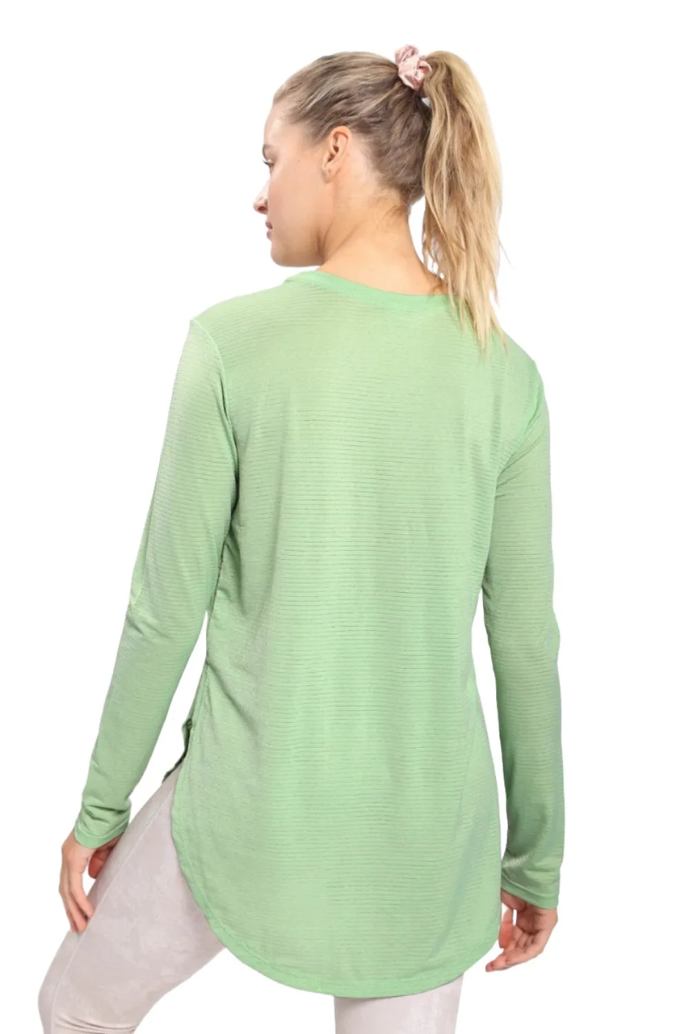 Mono B Mesh Long Sleeve Stripe Top AT2513 Plus Too
