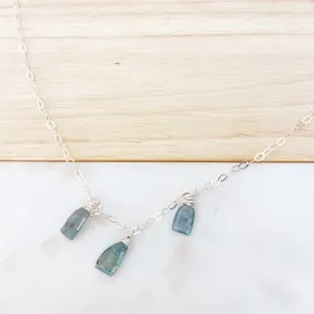 Pale Blue Kyanite Dangle Necklace in Silver (19 inches)